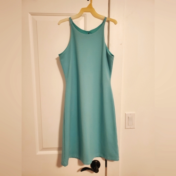 Turquoise fitted dress - Picture 1 of 8